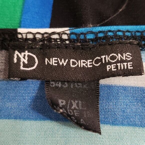 New Directions. Petite. EUC. Blue, Orange, Teal Short Sleeve Top. Size XLP - Picture 5 of 10